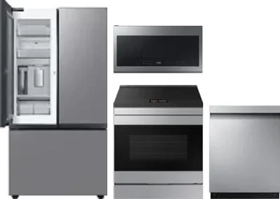 4 Piece Package Includes Refrigerator, Range, Microwave And Dishwasher