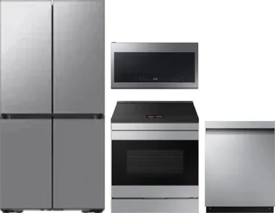 4 Piece Package Includes Refrigerator, Range, Microwave And Dishwasher
