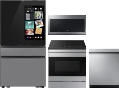 4 Piece Package Includes Refrigerator, Range, Microwave And Dishwasher