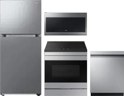 4 Piece Package Includes Refrigerator, Range, Microwave And Dishwasher