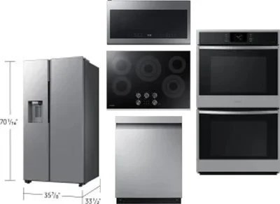 5 Piece Package Includes Refrigerator, Cooktop, Wall Oven, Microwave And Dishwasher