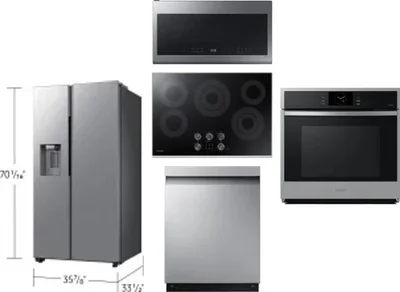 5 Piece Package Includes Refrigerator, Cooktop, Wall Oven, Microwave And Dishwasher