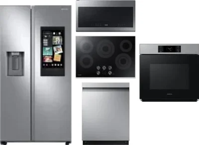5 Piece Package Includes Refrigerator, Cooktop, Wall Oven, Microwave And Dishwasher