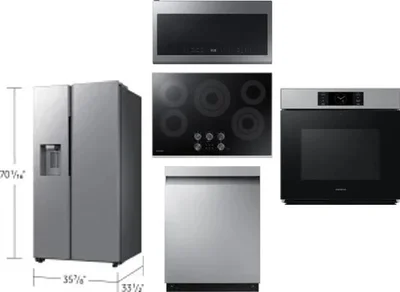 5 Piece Package Includes Refrigerator, Cooktop, Wall Oven, Microwave And Dishwasher