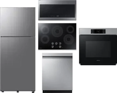 5 Piece Package Includes Refrigerator, Cooktop, Wall Oven, Microwave And Dishwasher