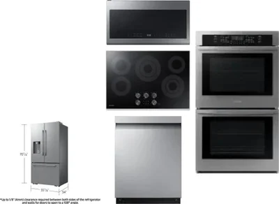 5 Piece Package Includes Refrigerator, Cooktop, Wall Oven, Microwave And Dishwasher
