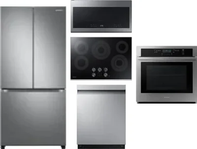 5 Piece Package Includes Refrigerator, Cooktop, Wall Oven, Microwave And Dishwasher