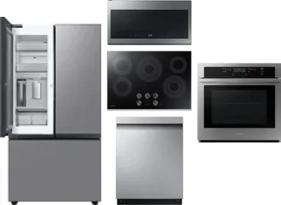 5 Piece Package Includes Refrigerator, Cooktop, Wall Oven, Microwave And Dishwasher
