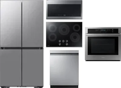 5 Piece Package Includes Refrigerator, Cooktop, Wall Oven, Microwave And Dishwasher