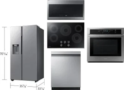 5 Piece Package Includes Refrigerator, Cooktop, Wall Oven, Microwave And Dishwasher
