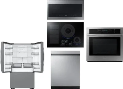 5 Piece Package Includes Refrigerator, Cooktop, Wall Oven, Microwave And Dishwasher