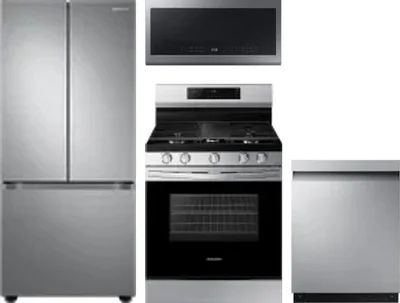 4 Piece Package Includes Refrigerator, Range, Microwave And Dishwasher