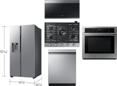 5 Piece Package Includes Refrigerator, Cooktop, Wall Oven, Microwave And Dishwasher