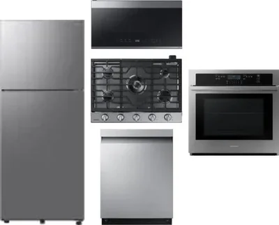 5 Piece Package Includes Refrigerator, Cooktop, Wall Oven, Microwave And Dishwasher