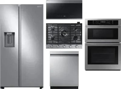5 Piece Package Includes Refrigerator, Cooktop, Wall Oven, Microwave And Dishwasher