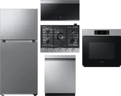 5 Piece Package Includes Refrigerator, Cooktop, Wall Oven, Microwave And Dishwasher