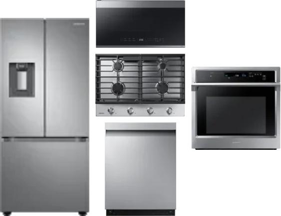 5 Piece Package Includes Refrigerator, Cooktop, Wall Oven, Microwave And Dishwasher
