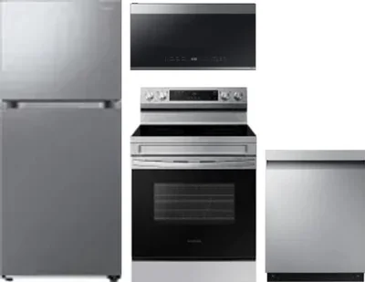 4 Piece Package Includes Refrigerator, Range, Microwave And Dishwasher