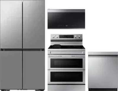 4 Piece Package Includes Refrigerator, Range, Microwave And Dishwasher