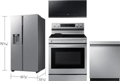 4 Piece Package Includes Refrigerator, Range, Microwave And Dishwasher