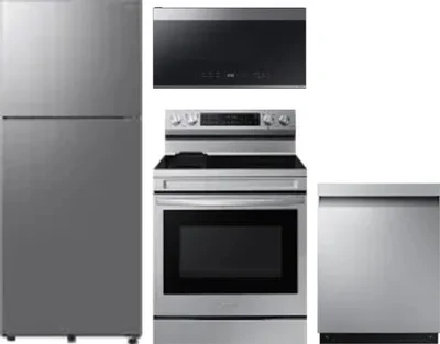 4 Piece Package Includes Refrigerator, Range, Microwave And Dishwasher