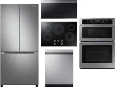 5 Piece Package Includes Refrigerator, Cooktop, Wall Oven, Microwave And Dishwasher