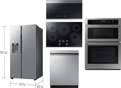 5 Piece Package Includes Refrigerator, Cooktop, Wall Oven, Microwave And Dishwasher