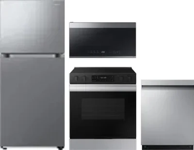 4 Piece Package Includes Refrigerator, Range, Microwave And Dishwasher