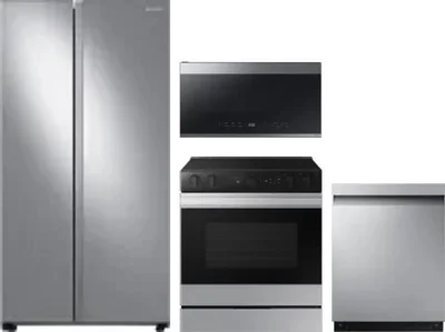 4 Piece Package Includes Refrigerator, Range, Microwave And Dishwasher