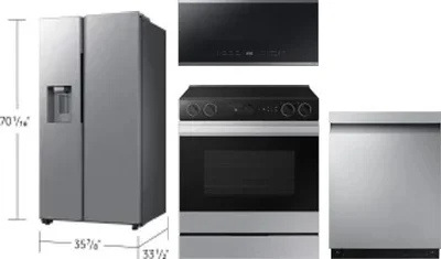4 Piece Package Includes Refrigerator, Range, Microwave And Dishwasher