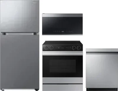 4 Piece Package Includes Refrigerator, Range, Microwave And Dishwasher