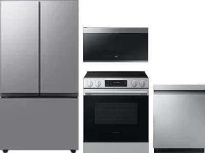 4 Piece Package Includes Refrigerator, Range, Microwave And Dishwasher