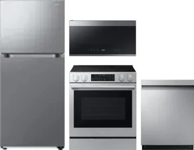 4 Piece Package Includes Refrigerator, Range, Microwave And Dishwasher