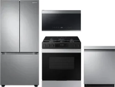 4 Piece Package Includes Refrigerator, Range, Microwave And Dishwasher