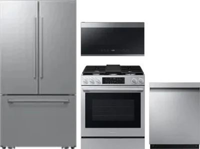 4 Piece Package Includes Refrigerator, Range, Microwave And Dishwasher