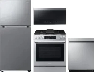 4 Piece Package Includes Refrigerator, Range, Microwave And Dishwasher