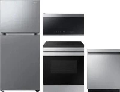 4 Piece Package Includes Refrigerator, Range, Microwave And Dishwasher