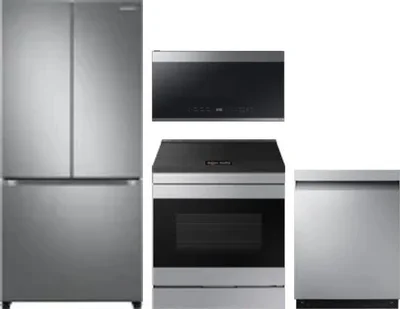 4 Piece Package Includes Refrigerator, Range, Microwave And Dishwasher