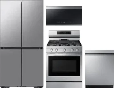 4 Piece Package Includes Refrigerator, Range, Microwave And Dishwasher