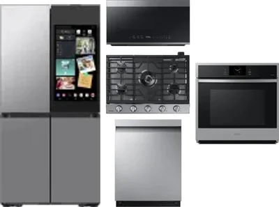 5 Piece Package Includes Refrigerator, Cooktop, Wall Oven, Microwave And Dishwasher