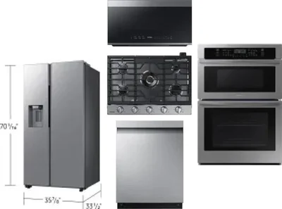 5 Piece Package Includes Refrigerator, Cooktop, Wall Oven, Microwave And Dishwasher