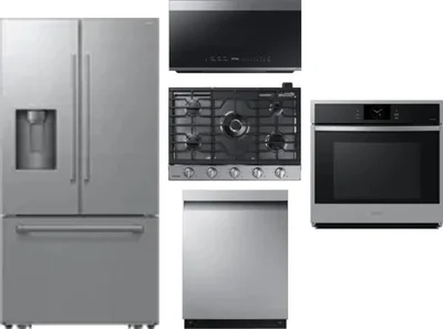 5 Piece Package Includes Refrigerator, Cooktop, Wall Oven, Microwave And Dishwasher