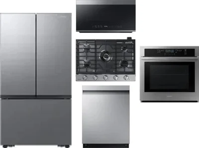 5 Piece Package Includes Refrigerator, Cooktop, Wall Oven, Microwave And Dishwasher