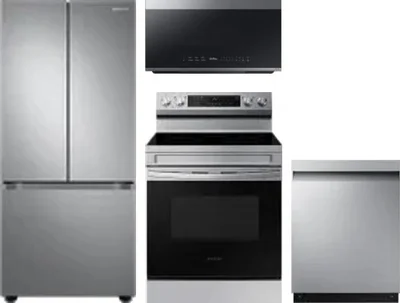 4 Piece Package Includes Refrigerator, Range, Microwave And Dishwasher
