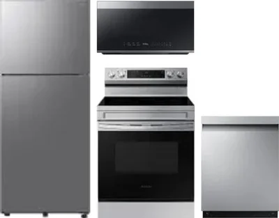 4 Piece Package Includes Refrigerator, Range, Microwave And Dishwasher