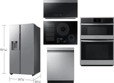 5 Piece Package Includes Refrigerator, Cooktop, Wall Oven, Microwave And Dishwasher