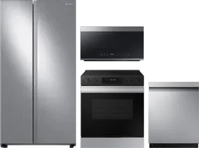 4 Piece Package Includes Refrigerator, Range, Microwave And Dishwasher