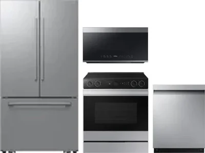 4 Piece Package Includes Refrigerator, Range, Microwave And Dishwasher