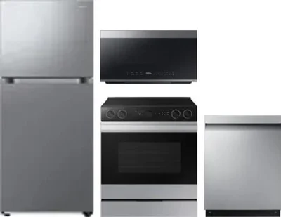 4 Piece Package Includes Refrigerator, Range, Microwave And Dishwasher