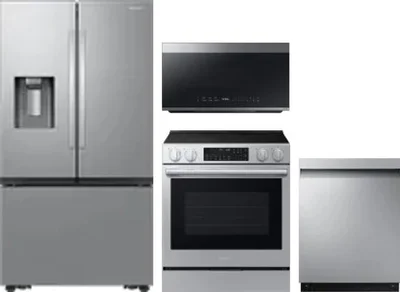 4 Piece Package Includes Refrigerator, Range, Microwave And Dishwasher